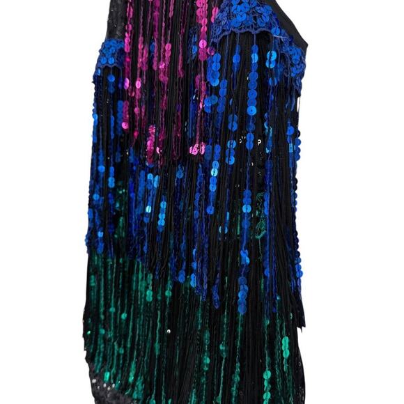 Weissman One Piece Romper Dance Costume Sequins Fringe Leotard 10926 sz LC - Picture 9 of 16